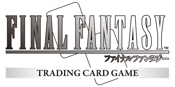 Final Fantasy Trading Card Game logo in grayscale with stylized overlapping cards and Japanese text, displayed on a transparent background.