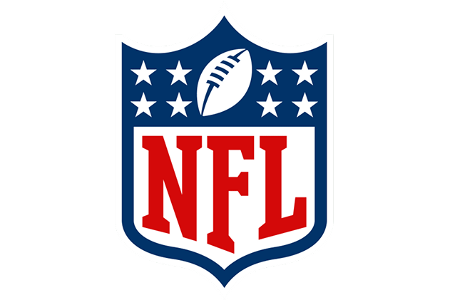 Official NFL logo featuring a red NFL wordmark on a blue shield with white stars and a football, shown on a transparent background.